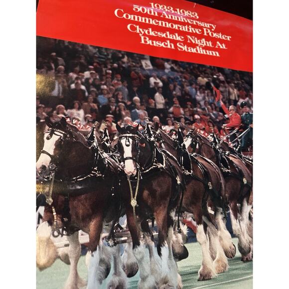 1983 Budweiser Clydesdales 50th Anniversary Poster Busch Stadium Cardinals STL - Picture 1 of 8